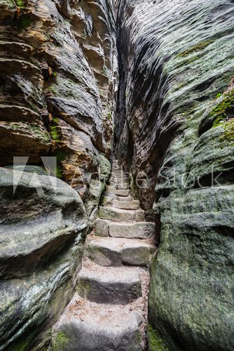 Fototapeta stairs inside sandstone rock - Cesky raj, Czech republic