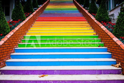 Fototapeta Stairs painted in rainbow colors