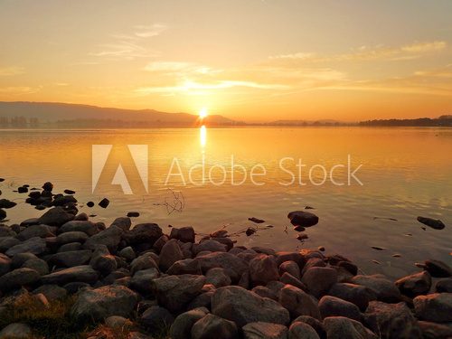 Fototapeta Steine im Sonnenuntergang Bodensee 