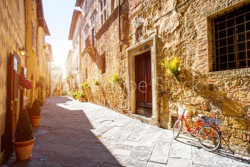 Fototapeta Street view in Pienza town in Tuscany region in Italy