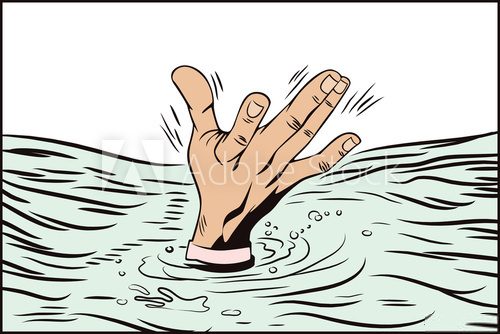 Fototapeta Style of pop art and old comics. Hand drowning man