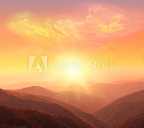 Fototapeta sunrise in the mountains