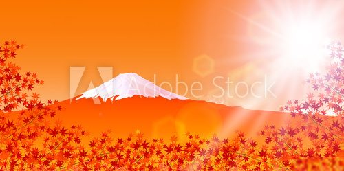 Fototapeta Sunset Fuji Mountain and Cherry Blossom