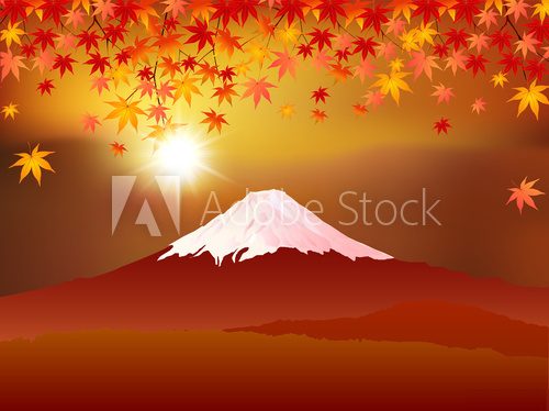 Fototapeta Sunset Fuji Mountain and Cherry Blossom