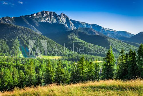 Fototapeta Sunset in mountains in Poland