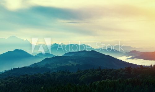 Fototapeta Sunset in mountains