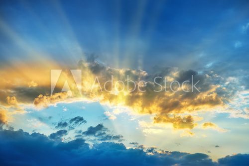 Fototapeta Sunset over beautiful blue sky