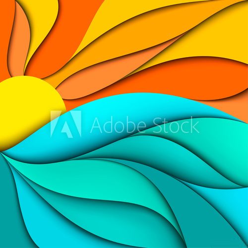 Fototapeta Sunset. Sunrise. Sea waves background