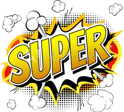 Fototapeta Super - Comic book style word isolated on white background.