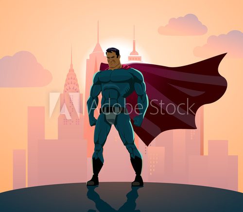 Fototapeta Superhero in City