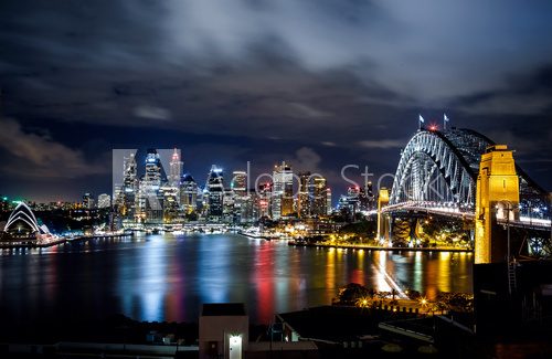 Fototapeta Sydney harbor and downtown buildings