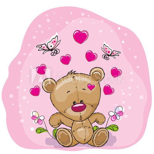 Fototapeta Teddy Bear with flowers