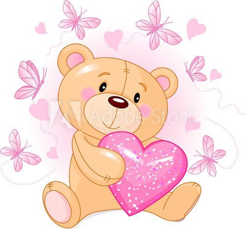 Fototapeta Teddy Bear with love heart