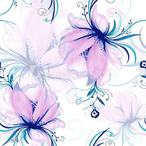 Fototapeta Tender Romantic Watercolor Floral Pattern