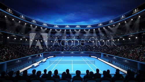 Fototapeta tennis stadium with night sky and spectators