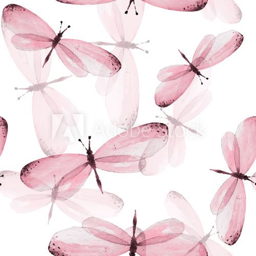 Fototapeta The pattern of butterflies. Seamless vector background. Watercolor illustration 10