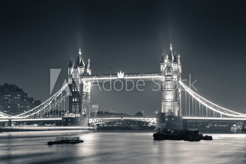 Fototapeta Tower Bridge at night in black and white