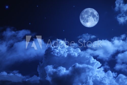 Fototapeta Tragic night sky with a full moon