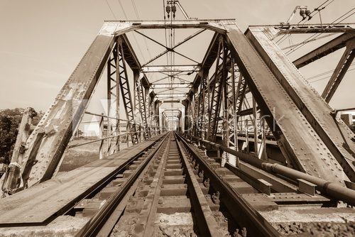Fototapeta Train Bridge Structure Sepia