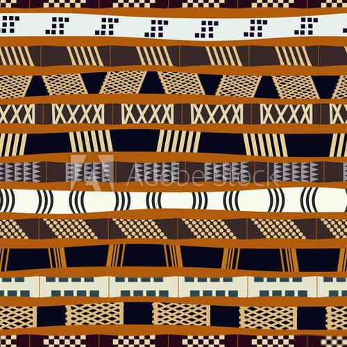 Fototapeta Tribal seamless pattern with colored stripes. Vector illustratio