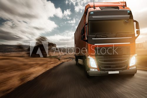 Fototapeta Truck on Country Road