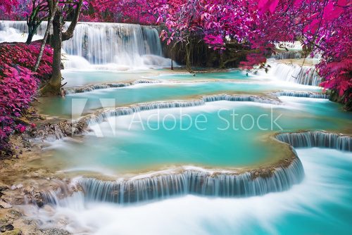 Fototapeta Turquoise water of Kuang Si waterfall