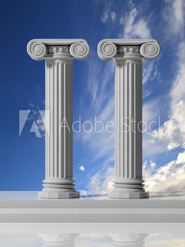 Fototapeta Two ancient pillars with blue sky background.