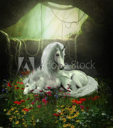 Fototapeta Unicorn Mare and Foal