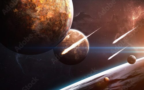 Fototapeta Universe scene with planets, stars and galaxies in outer space showing the beauty of space exploration. Elements furnished by NASA