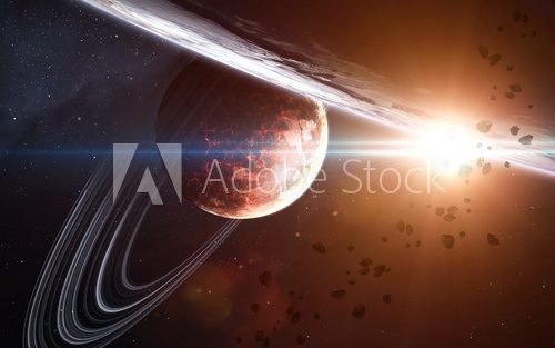 Fototapeta Universe scene with planets, stars and galaxies in outer space showing the beauty of space exploration. Elements furnished by NASA