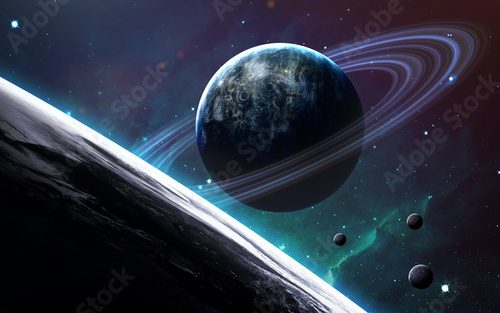 Fototapeta Universe scene with planets, stars and galaxies in outer space showing the beauty of space exploration. Elements furnished by NASA