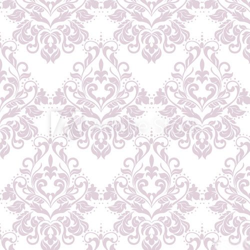 Fototapeta Vector floral damask ornament pattern. Elegant luxury texture for textile, fabrics or wallpapers backgrounds. Lavender color