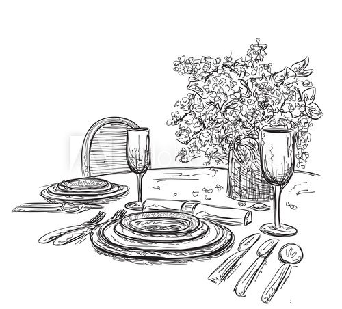 Fototapeta Vector illustration of a romantic table for two