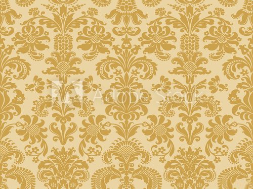 Fototapeta Vector seamless floral damask pattern beige