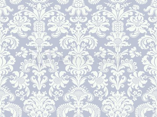 Fototapeta Vector seamless floral damask pattern blue light and white