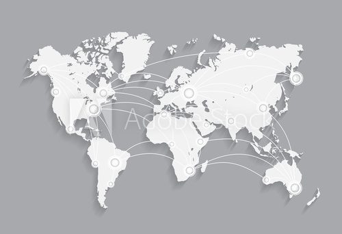 Fototapeta Vector world map connection network