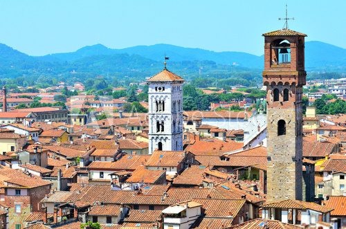 Fototapeta view from above of Lucca (Tuscany, Italy)