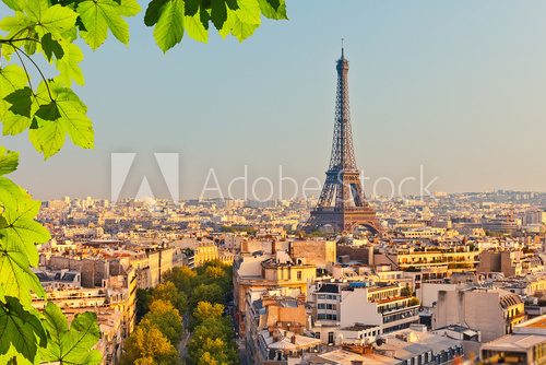 Fototapeta View on Eiffel tower at sunset