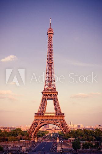 Fototapeta View on Eiffel Tower at sunset, Paris, France