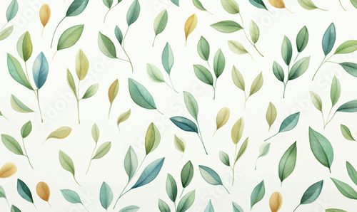 Fototapeta watercolor background, texture, green leaves