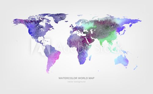 Fototapeta Watercolor world map
