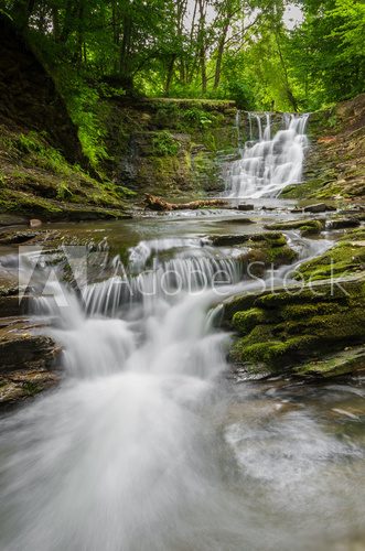 Fototapeta Waterfall in Iwla, Beskid Niski mountain range in Polish Carpathian Mountains