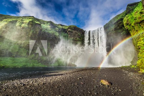 Fototapeta Waterfall Skogafoss and rainbow in Iceland