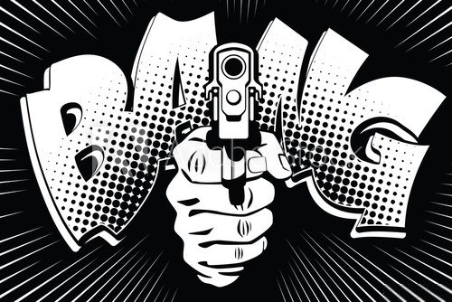 Fototapeta Weapon in hand in the style of pop art.