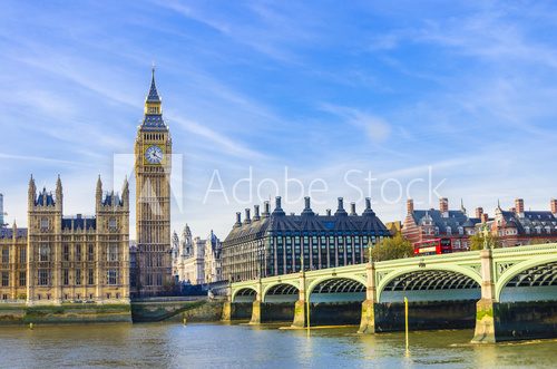 Fototapeta Westminster Bridge, Houses of Parliament and Thames river, UK
