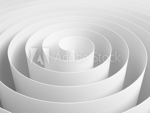 Fototapeta White 3d abstract spiral made of paper tape