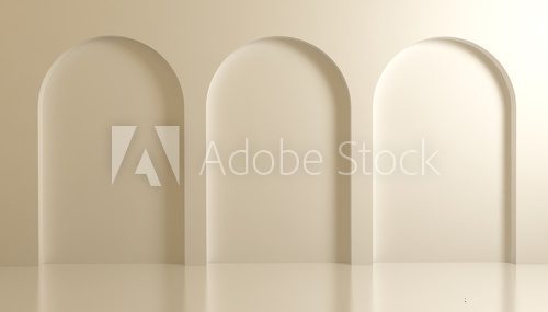 Fototapeta White 3d architectural background with arches and columns