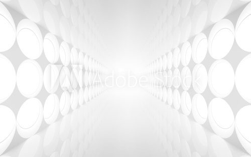 Fototapeta White abstract 3d interior with round decoration