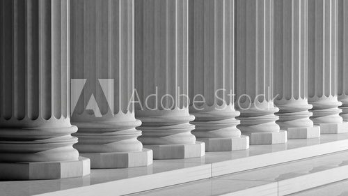 Fototapeta White ancient marble pillars in a row