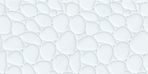 Fototapeta White hexagon pattern background with seamless horizontal wave wall texture. Vector trendy ripple wallpaper interior decoration. Seamless 3d geometry